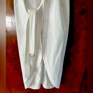 Midi button front helmet, Lang white cotton dress